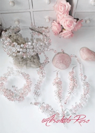 Дизайнерски кристален комплект от 4 части- диадема и бижута Rose Elegance 